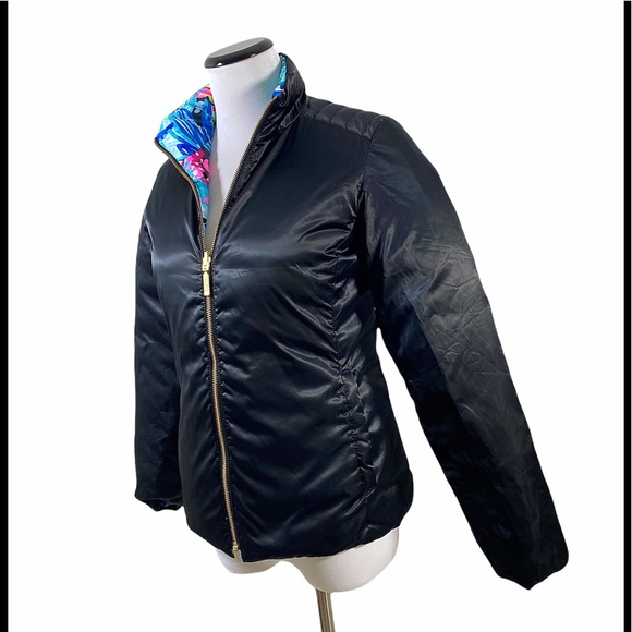 Lilly Pulitzer Marilee Reversible Puffer Jacket Maldives Hype It Up - Picture 7 of 11